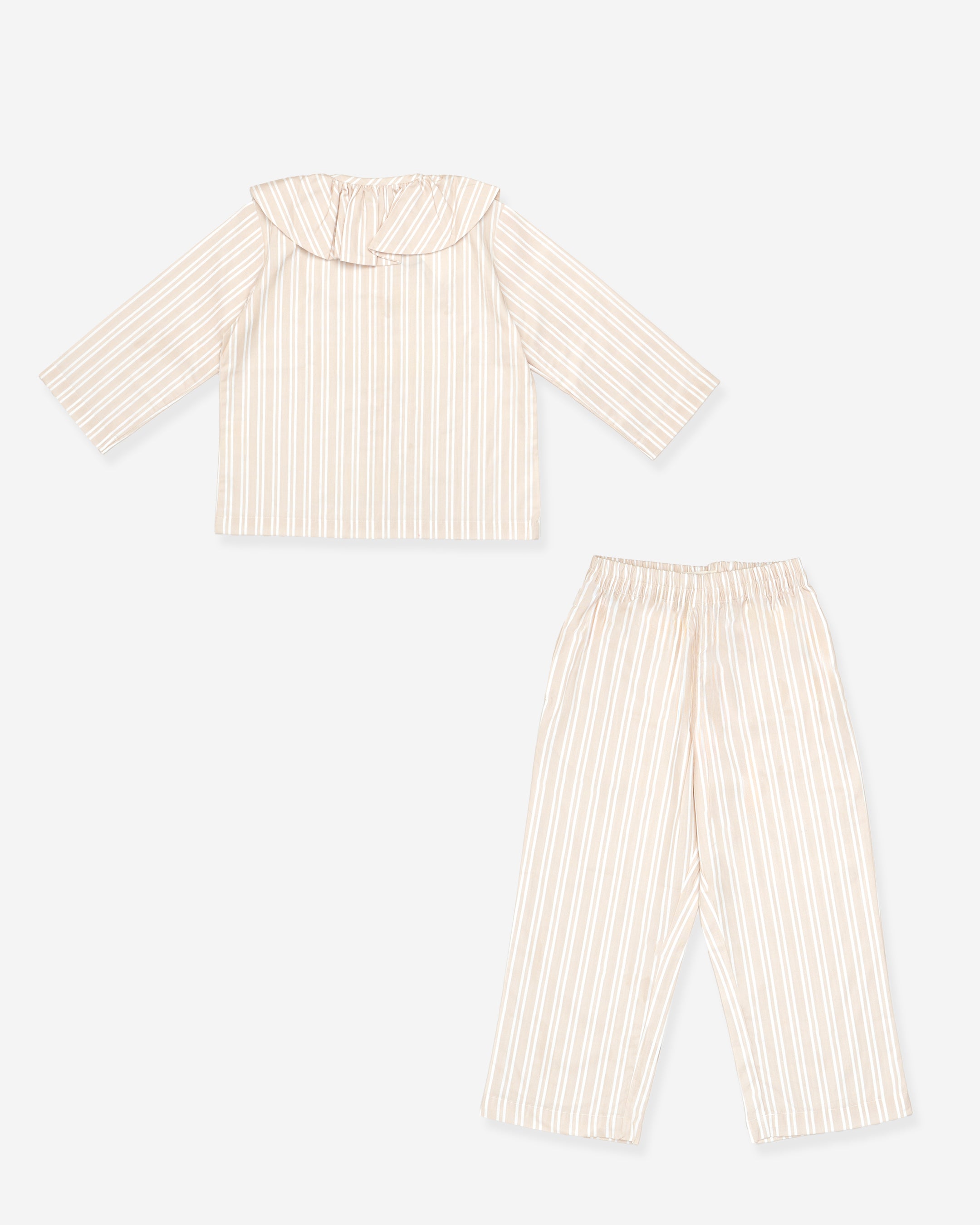Striped pajama set on a white background